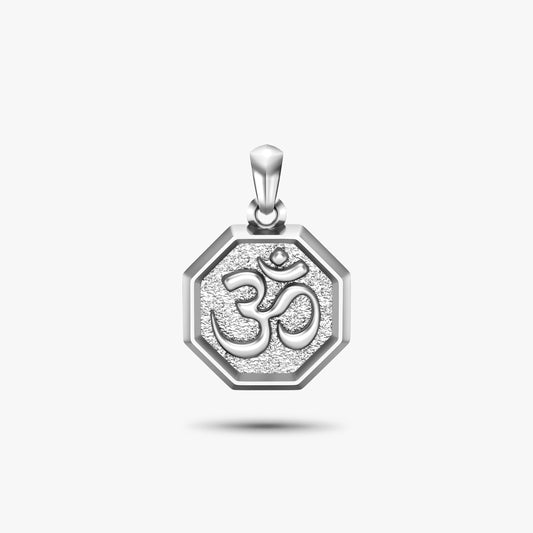 hindu aum om amulet pendant in sterling silver