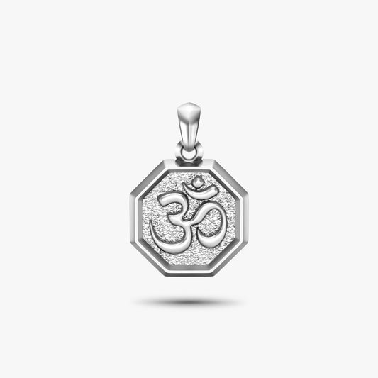 hindu aum om amulet pendant in sterling silver