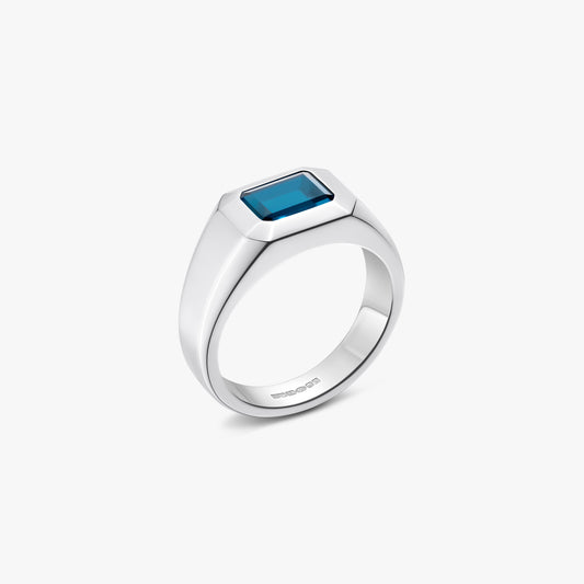 signet ring with london blue topaz in sterling silver