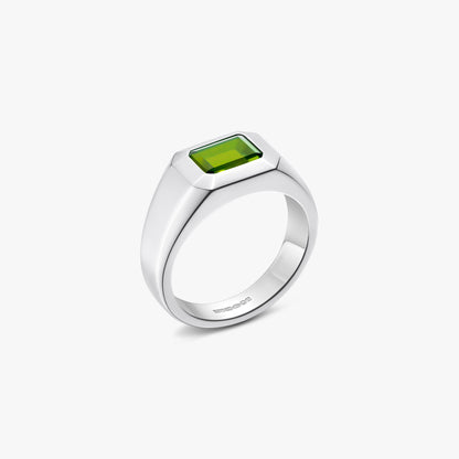 signet ring with peridot in sterling silver