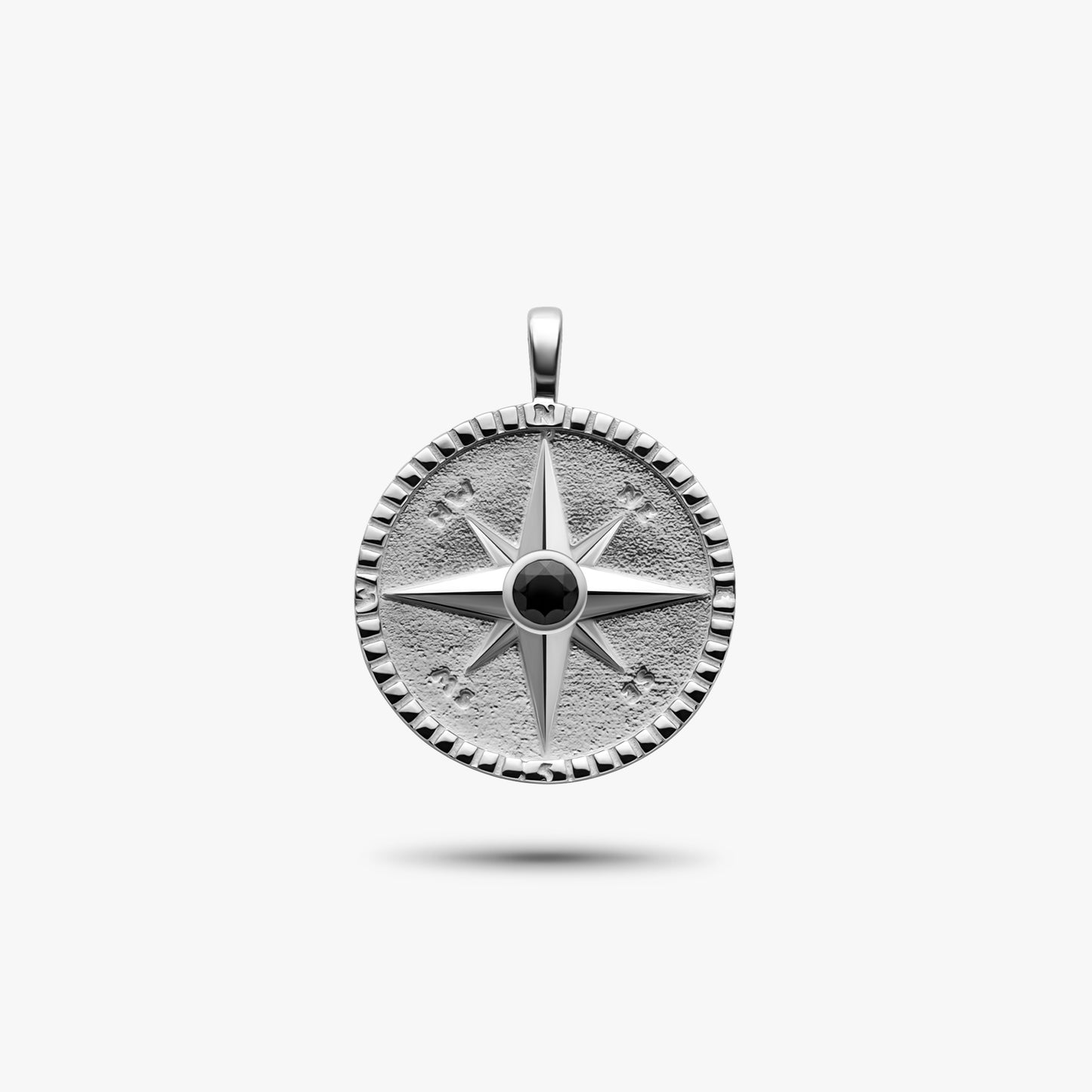 compass amulet pendant with black spinel gemstone in sterling silver