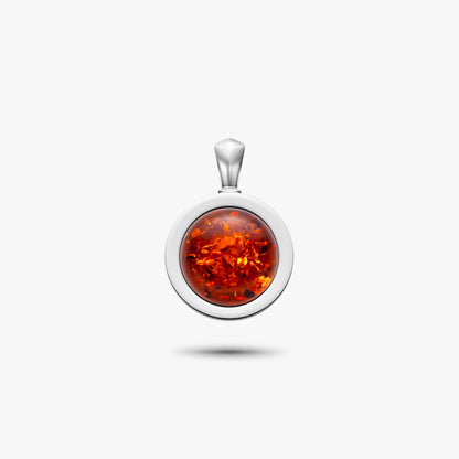 amber amulet pendant in sterling silver
