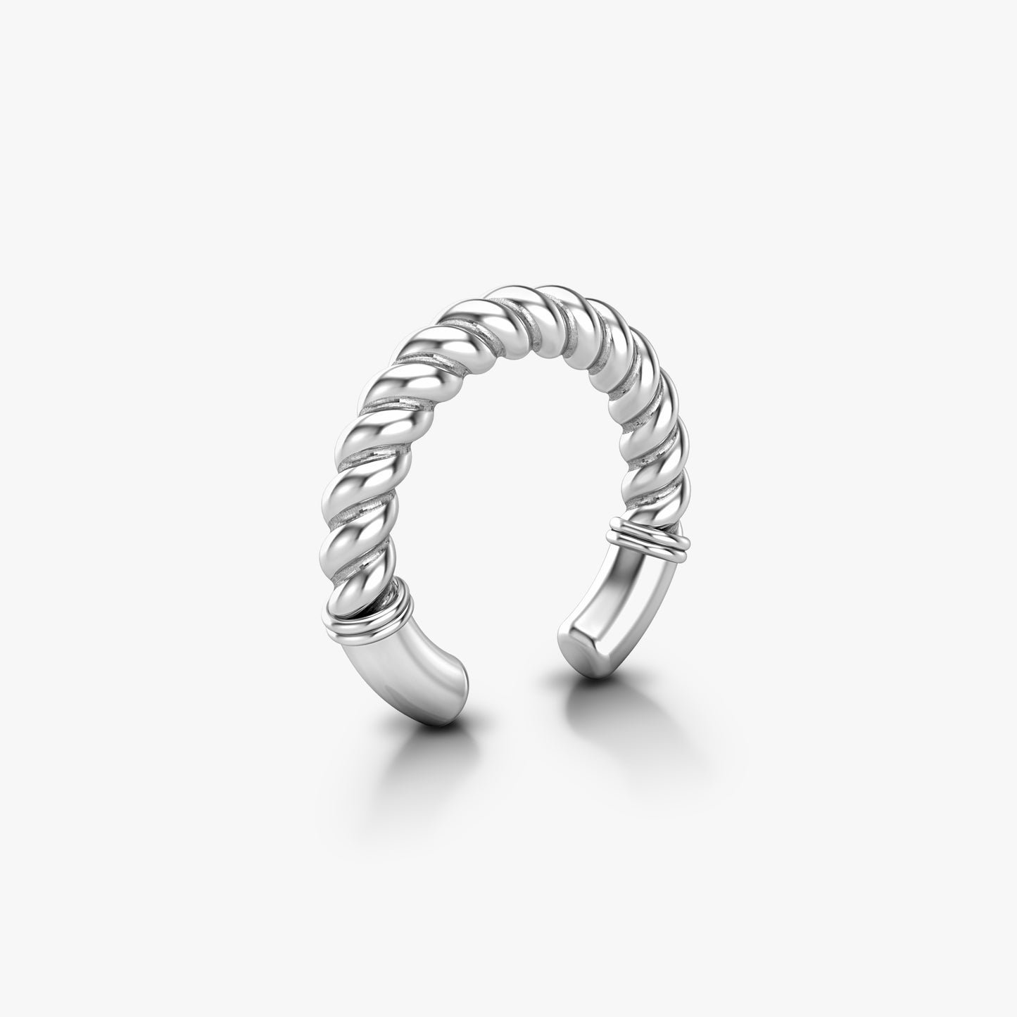 adjustable open rope ring in sterling silver